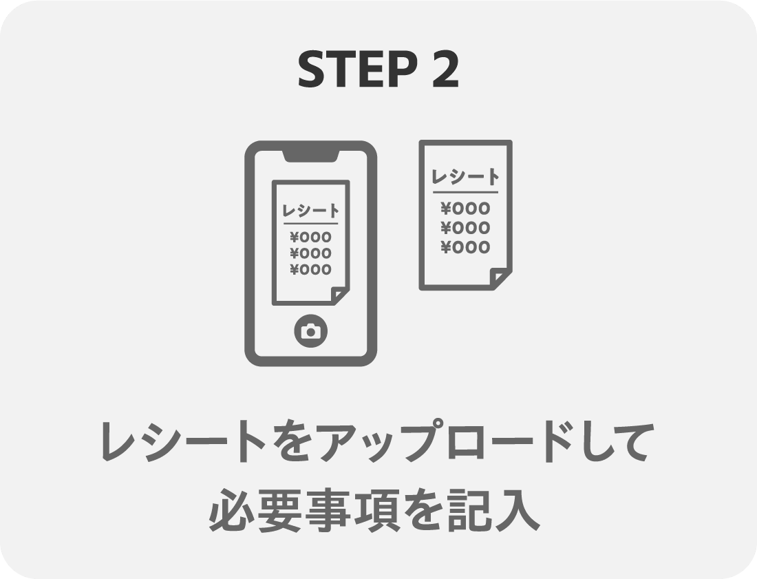 STEP 2 レシートをアップロードして必要事項を記入
